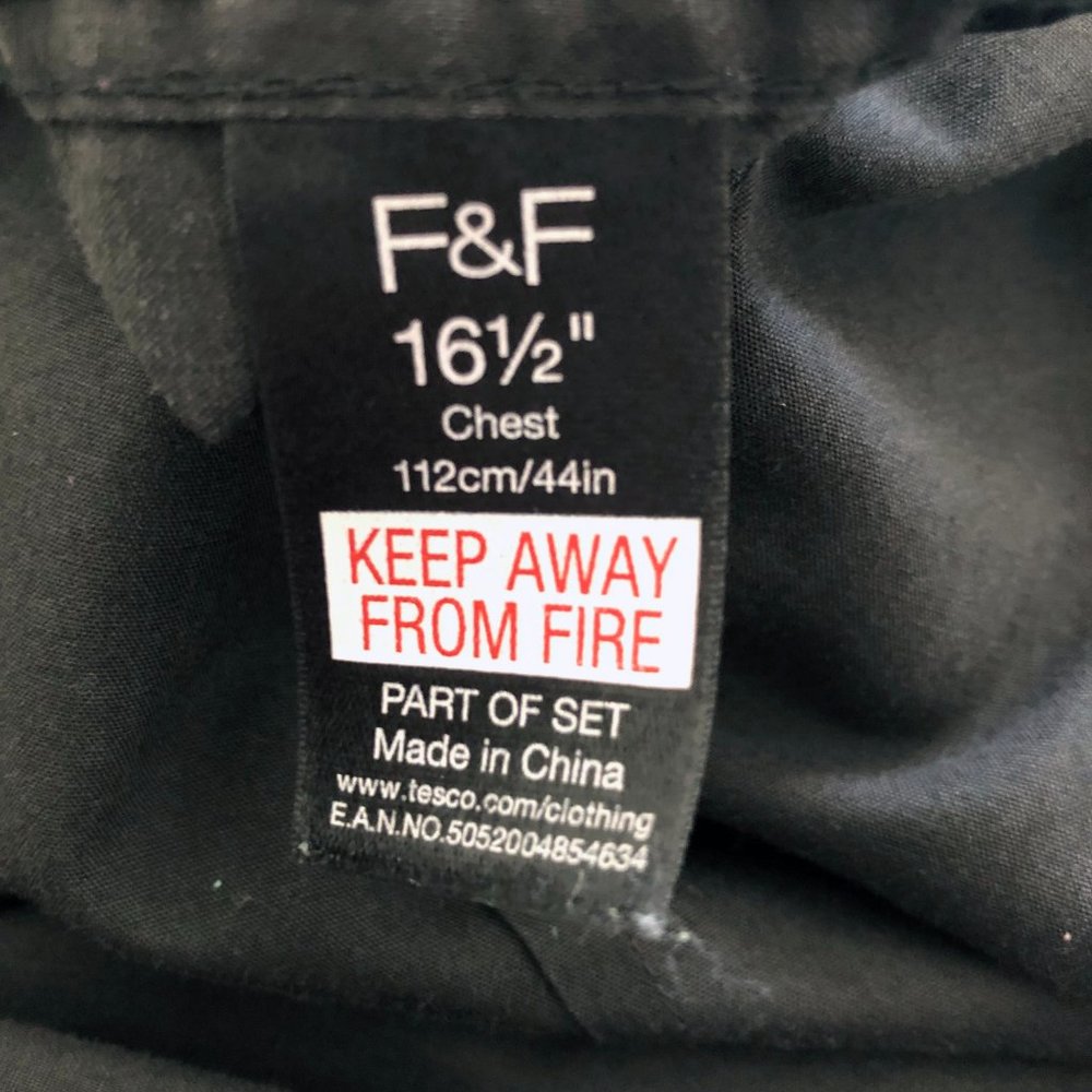 F&F Men’s Black Long Sleeve Button-Down Dress Shirt | Neck 16.5" - Picture 9 of 9